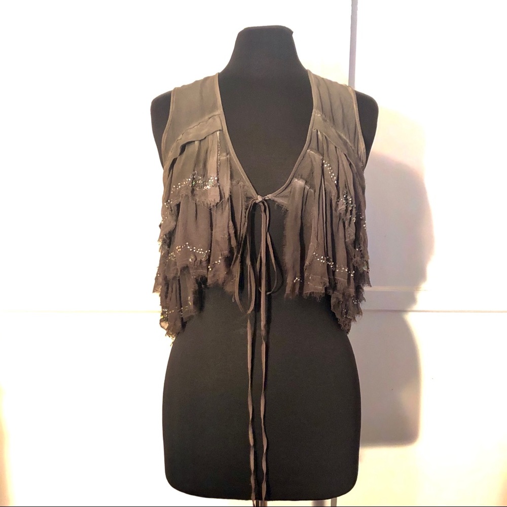 ALL SAINTS Eider Shrug Silk Boho Gypsy vest UK 10